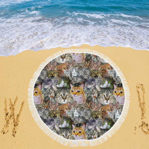 Pattern cat Circular Beach Shawl 59"x 59"