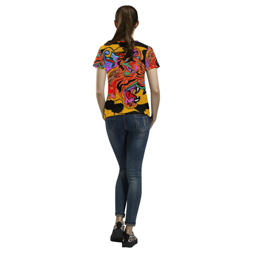 A Tiger by Popart Lover All Over Print T-Shirt for Women (USA Size) (Model T40)