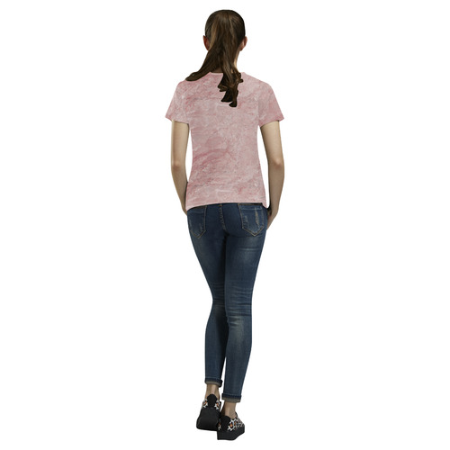 italian Marble, Rafaello Rosa, pink All Over Print T-Shirt for Women (USA Size) (Model T40)