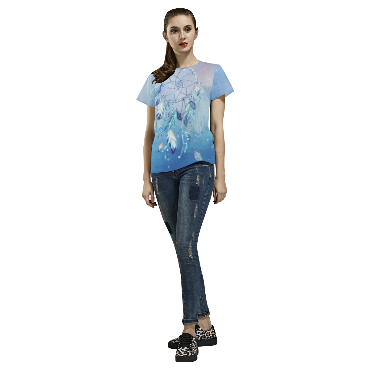 A wounderful dream catcher in blue All Over Print T-Shirt for Women (USA Size) (Model T40)