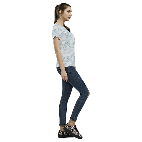 Italian Marble,Rimini Blu,white,blue All Over Print T-Shirt for Women (USA Size) (Model T40)