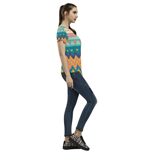 Pastel tribal design All Over Print T-Shirt for Women (USA Size) (Model T40)