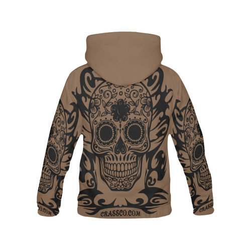 SKULL TRIBAL BROWN All Over Print Hoodie for Men (USA Size) (Model H13)