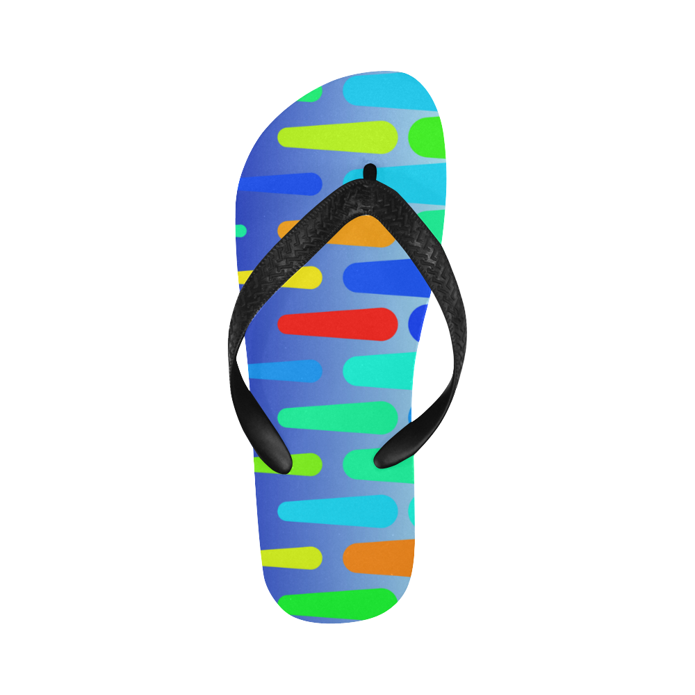 Colorful shapes on a blue background Flip Flops for Men/Women (Model 040)