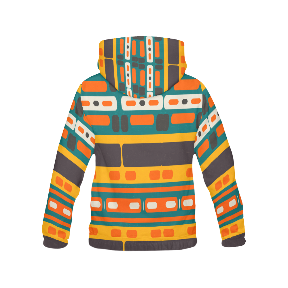 Rectangles in retro colors texture All Over Print Hoodie for Women (USA Size) (Model H13)