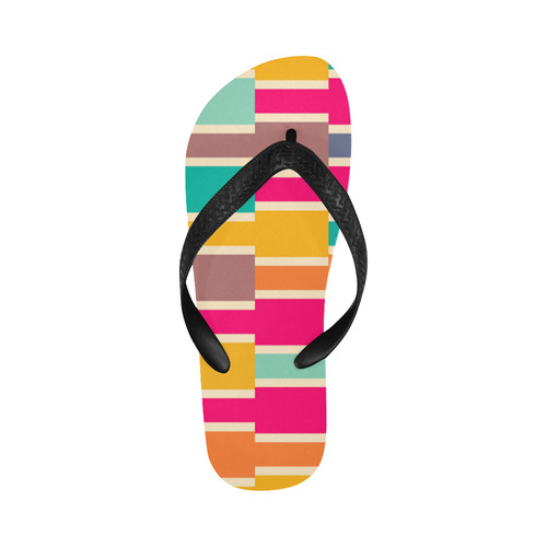 Connected colorful rectangles Flip Flops for Men/Women (Model 040)