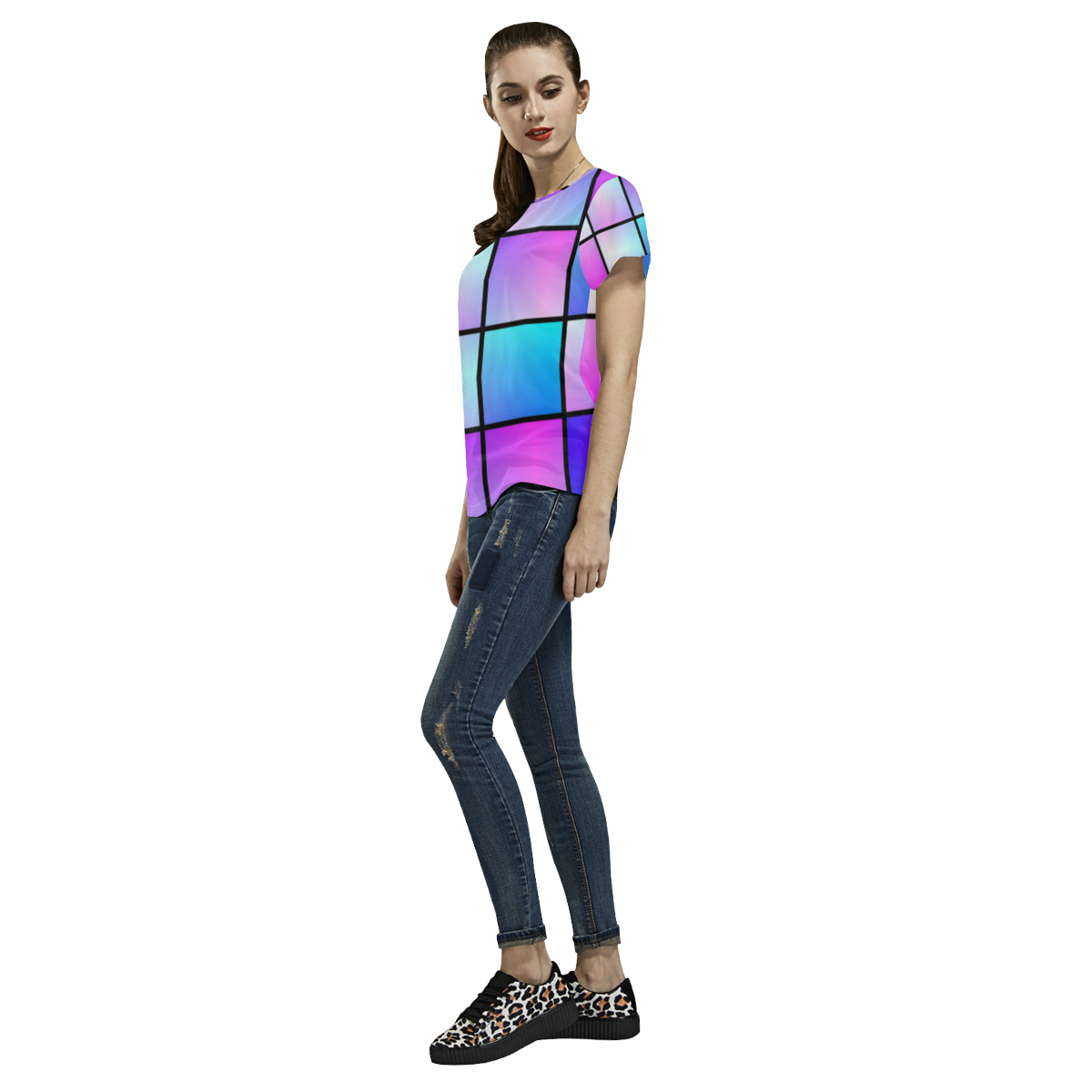 Gradient squares pattern All Over Print T-Shirt for Women (USA Size) (Model T40)