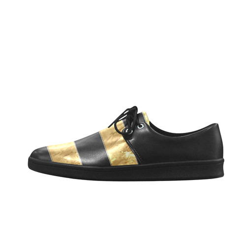 Black Gold Stripes Brogue Lace Up Men's shoes (Model 024) | ID: D1441212