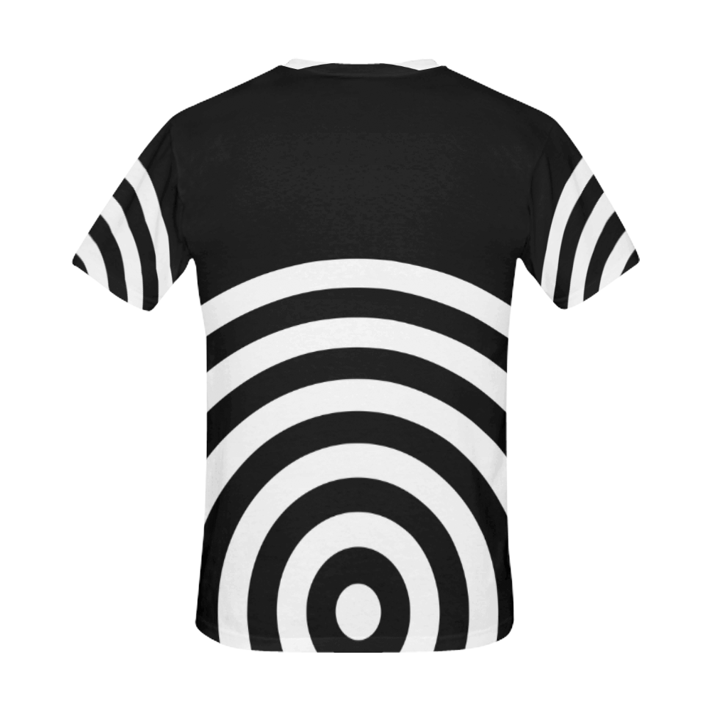 Modern Black Background Target Rings Cut All Over Print T-Shirt for Men (USA Size) (Model T40)