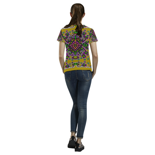Peacock in peace All Over Print T-Shirt for Women (USA Size) (Model T40)