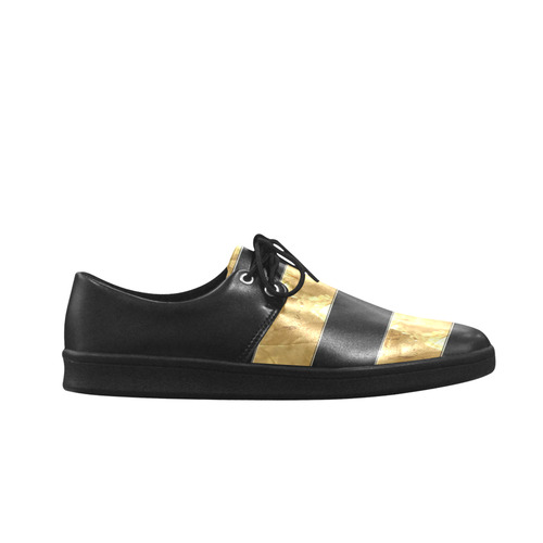 Black Gold Stripes Brogue Lace Up Men's shoes (Model 024) | ID: D1441212