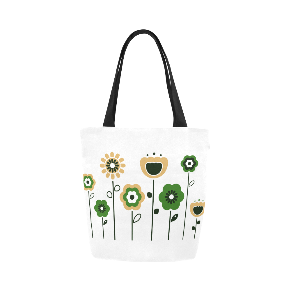 Designers bag with Folk flowers green Canvas Tote Bag (Model 1657)