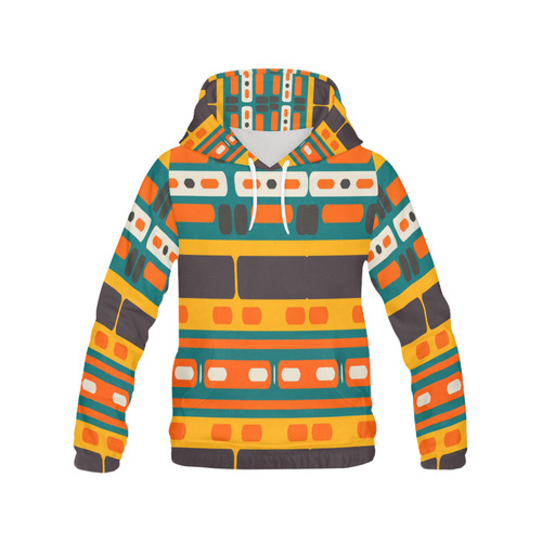 Rectangles in retro colors texture All Over Print Hoodie for Women (USA Size) (Model H13)