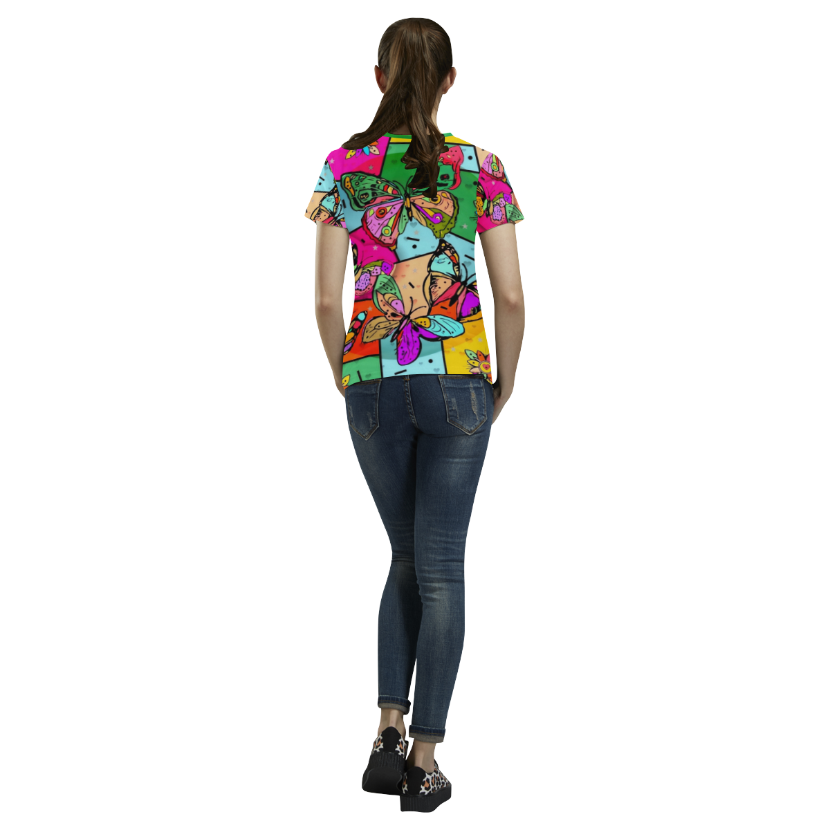 Butterfly Popart by Nico Bielow All Over Print T-Shirt for Women (USA Size) (Model T40)