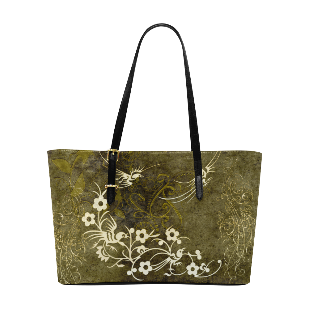 Fantasy birds with leaves Euramerican Tote Bag/Large (Model 1656)
