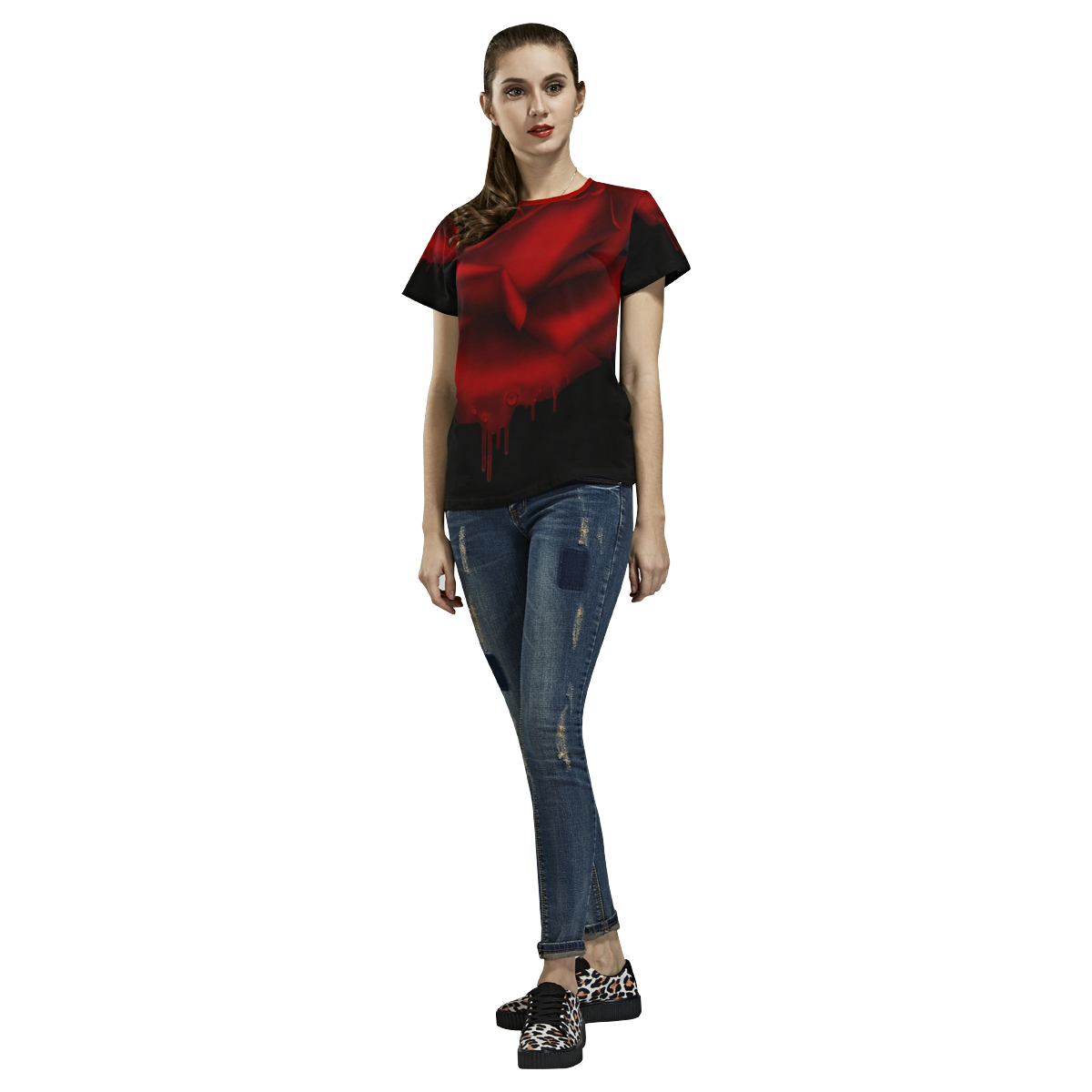 Dark Gothic Rose All Over Print T-Shirt for Women (USA Size) (Model T40)