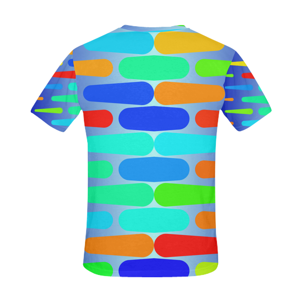 Colorful shapes on a blue background All Over Print T-Shirt for Men (USA Size) (Model T40)
