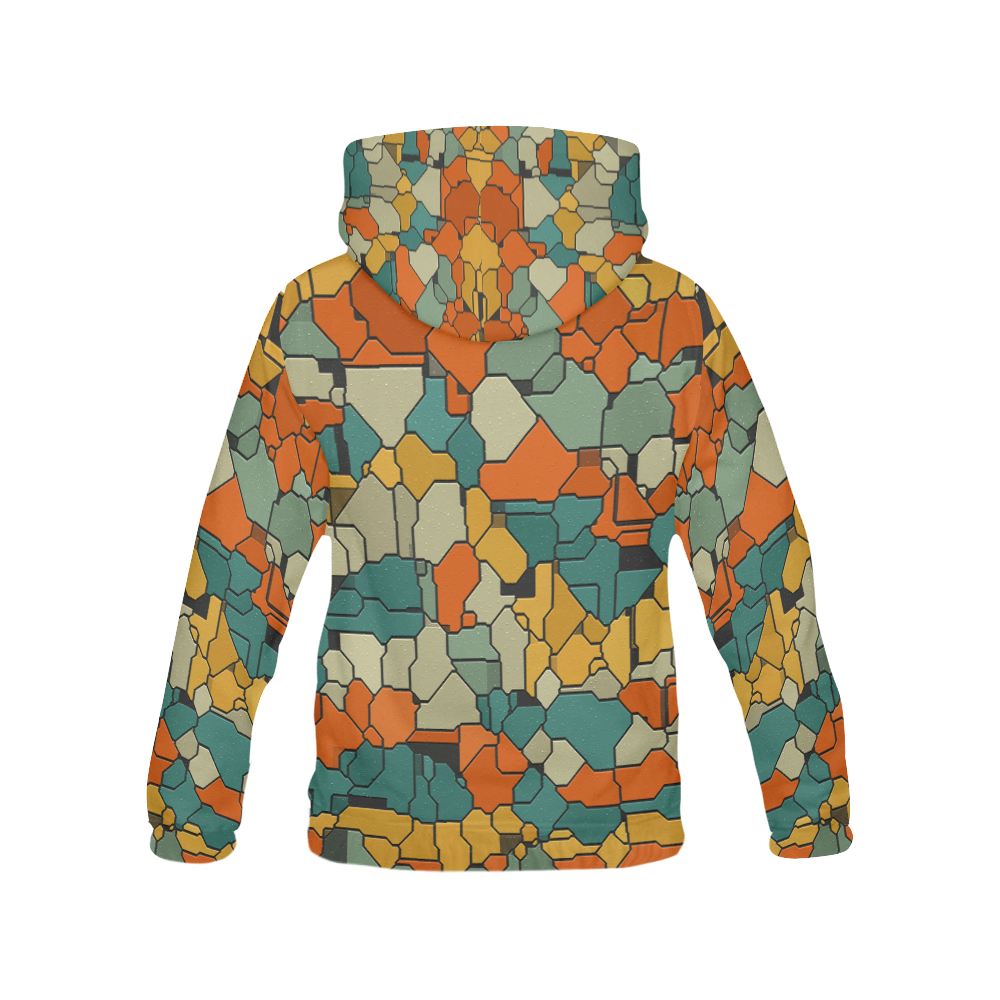 Textured retro shapes All Over Print Hoodie for Women (USA Size) (Model H13)