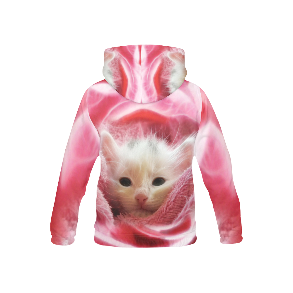 Kitty Loves Pink All Over Print Hoodie for Kid (USA Size) (Model H13)