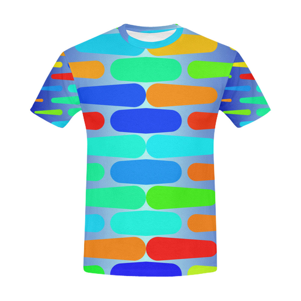 Colorful shapes on a blue background All Over Print T-Shirt for Men (USA Size) (Model T40)