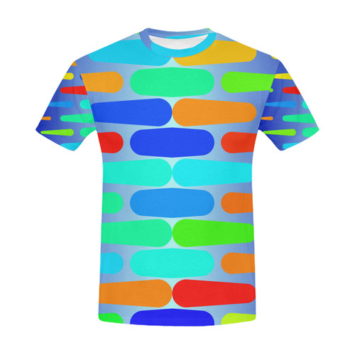 Colorful shapes on a blue background All Over Print T-Shirt for Men (USA Size) (Model T40)