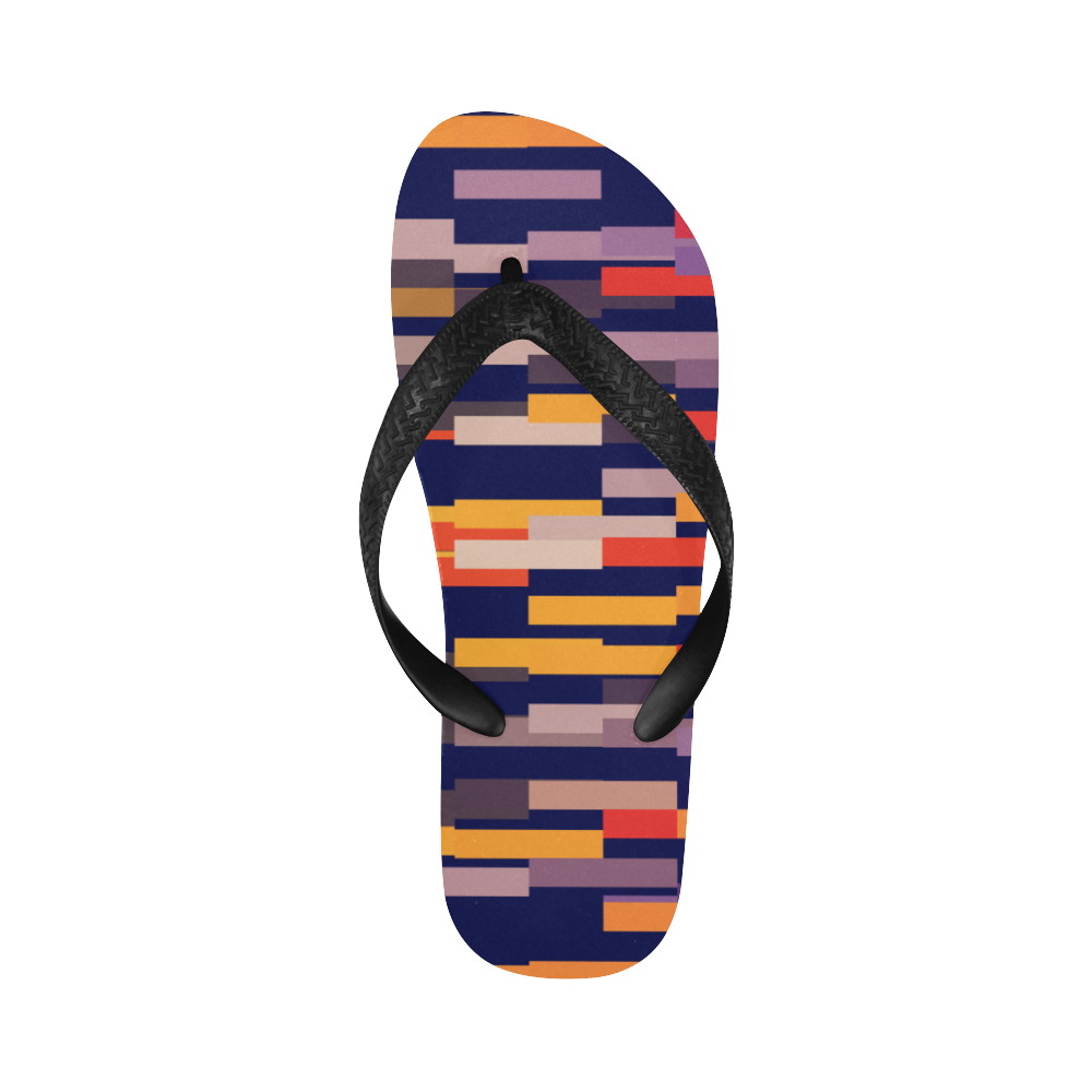 Rectangles in retro colors Flip Flops for Men/Women (Model 040)