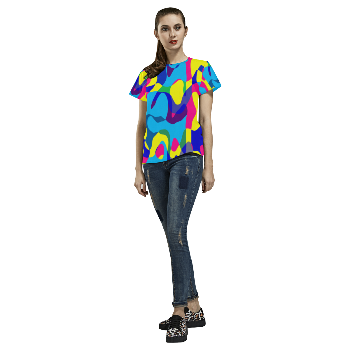 Colorful chaos All Over Print T-Shirt for Women (USA Size) (Model T40)