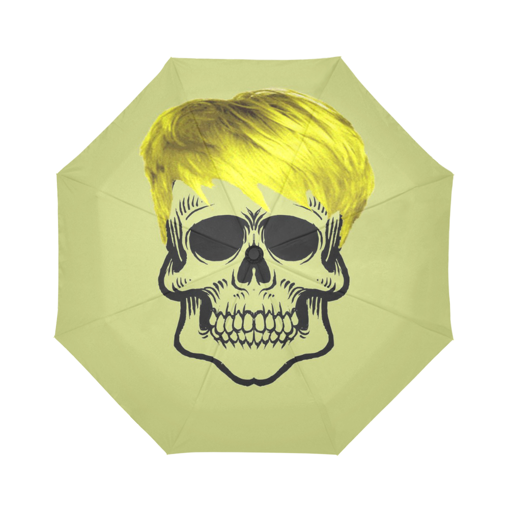 funny skull, yellow Auto-Foldable Umbrella (Model U04)