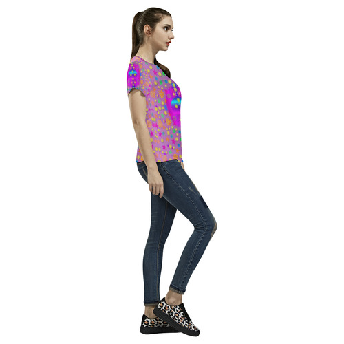 Sparkling colors and flowers All Over Print T-Shirt for Women (USA Size) (Model T40)
