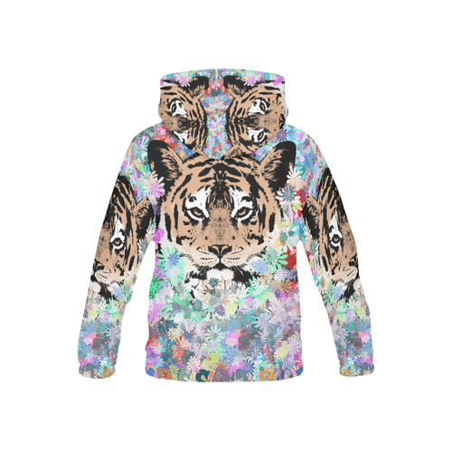 TIGER FLOWERS All Over Print Hoodie for Kid (USA Size) (Model H13)