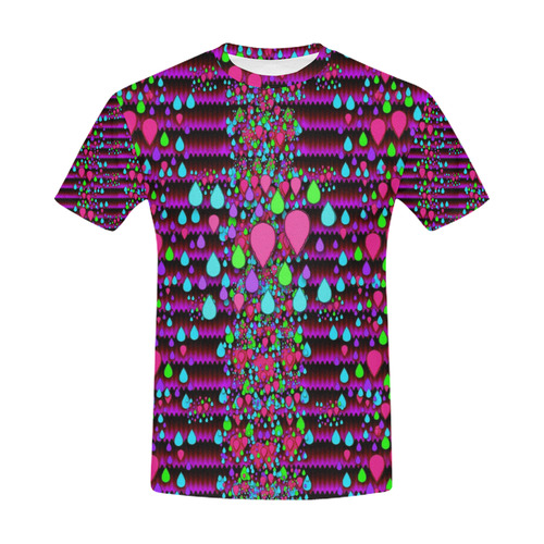 Raining rain and mermaid shells Pop art All Over Print T-Shirt for Men (USA Size) (Model T40)