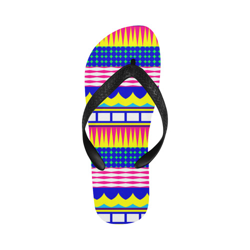 Rectangles waves and circles Flip Flops for Men/Women (Model 040)