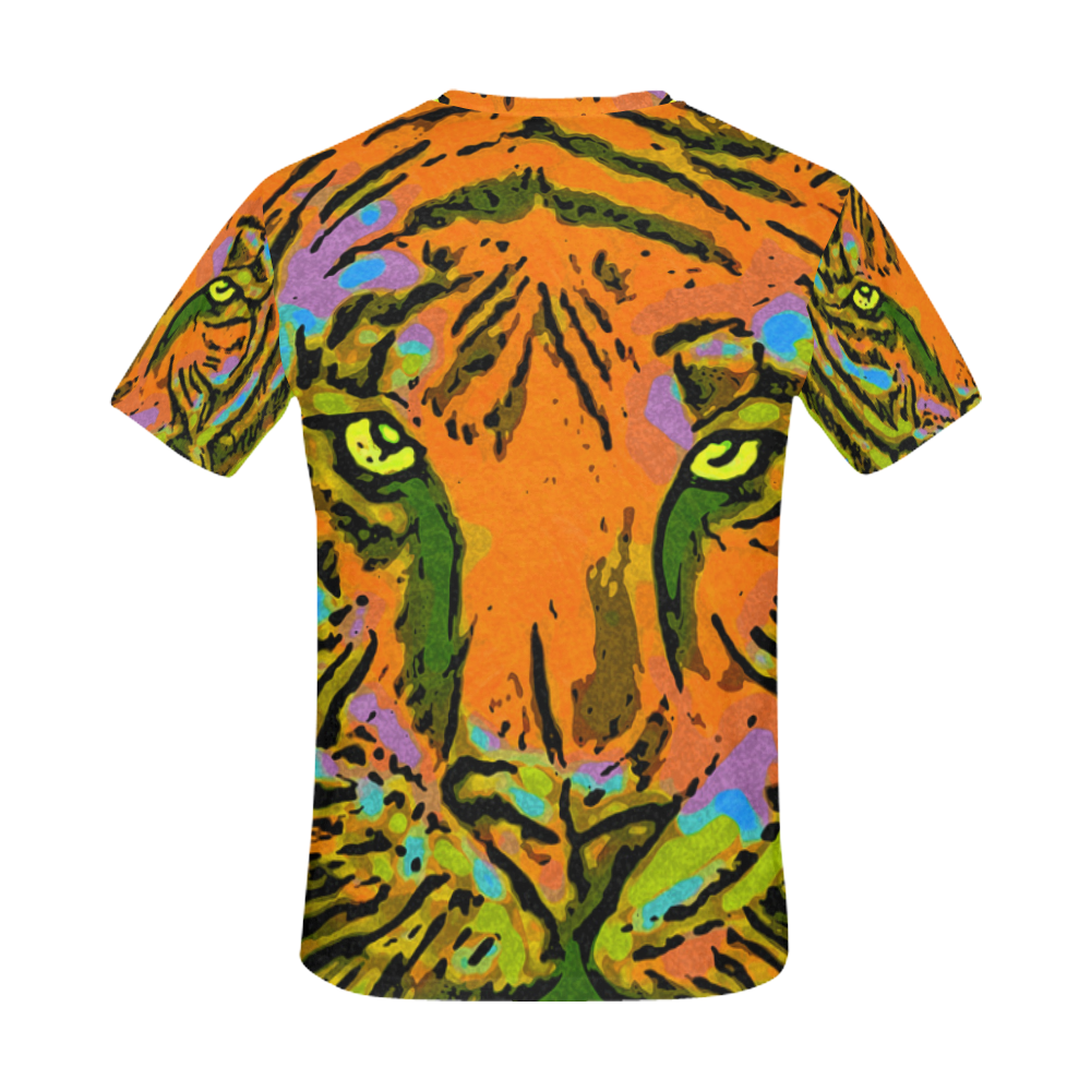 Pop Art TIGER HEAD orange green blue All Over Print T-Shirt for Men (USA Size) (Model T40)