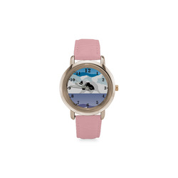 Keeshond Rockin The Rockies Women's Rose Gold Leather Strap Watch(Model 201)