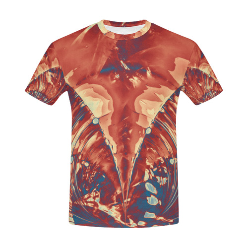 Abstract Fractal Painting - dark red blue beige All Over Print T-Shirt for Men (USA Size) (Model T40)