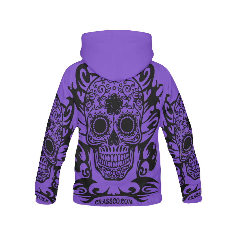SKULL TRIBAL LILAC All Over Print Hoodie for Men (USA Size) (Model H13)