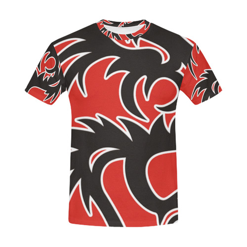Sun Dragon with Pearl - black Red White All Over Print T-Shirt for Men (USA Size) (Model T40)