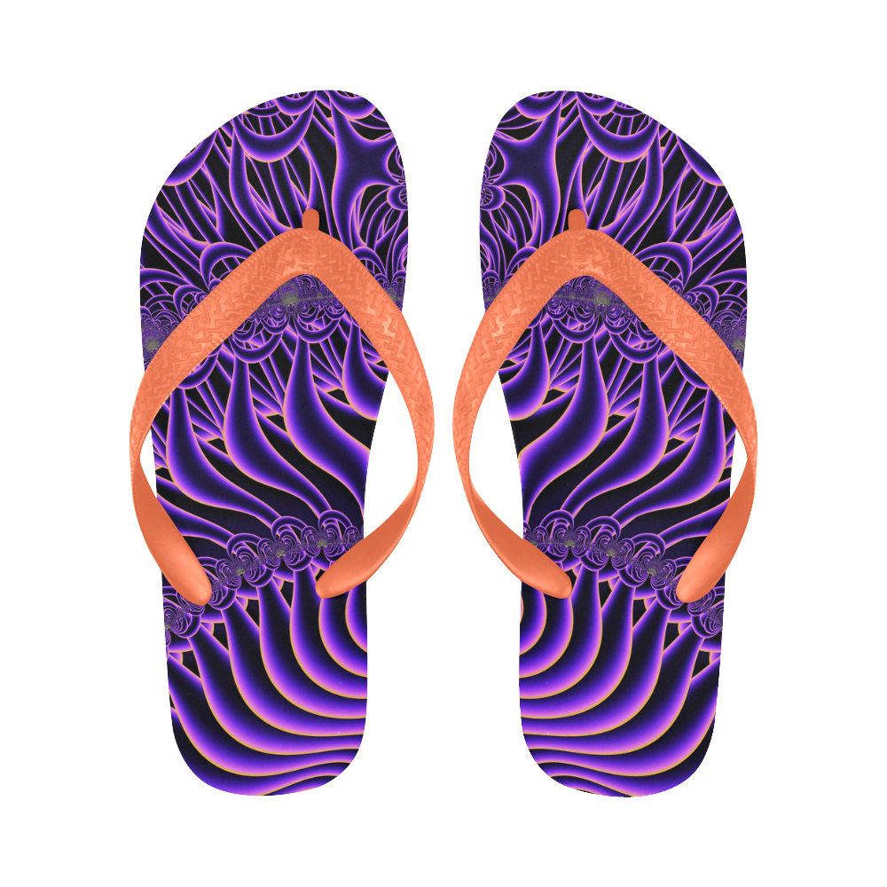 Exquisite Purple Sunset Fractal Abstract Flip Flops for Men/Women (Model 040)
