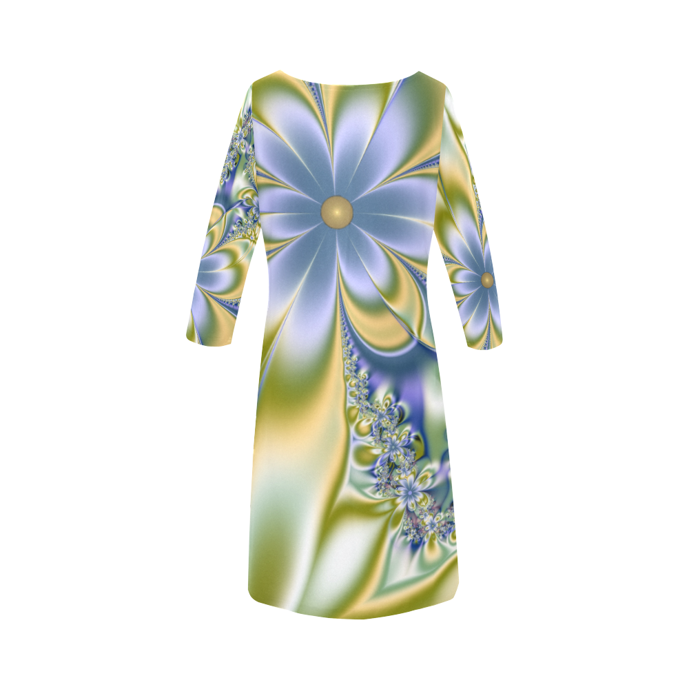 Silky Flowers Round Collar Dress (D22)