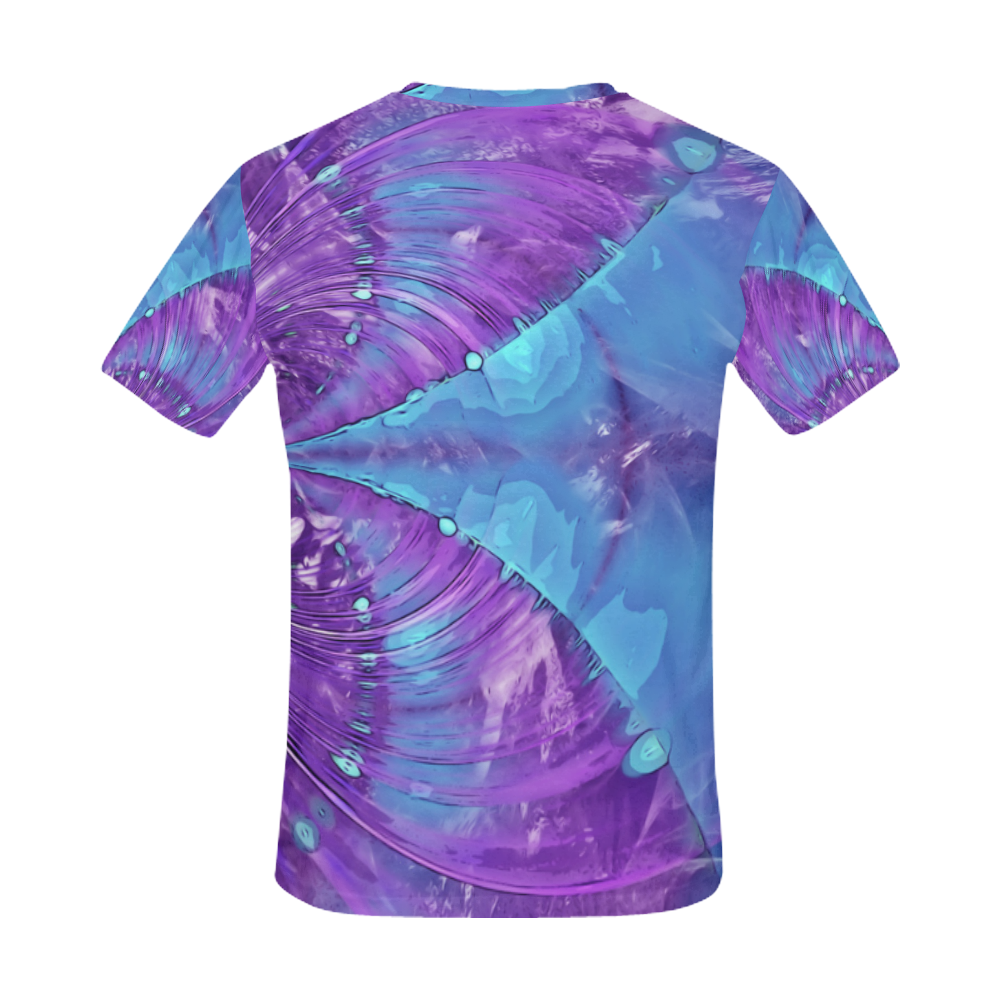 Abstract Fractal Painting - blue magenta pink All Over Print T-Shirt for Men (USA Size) (Model T40)