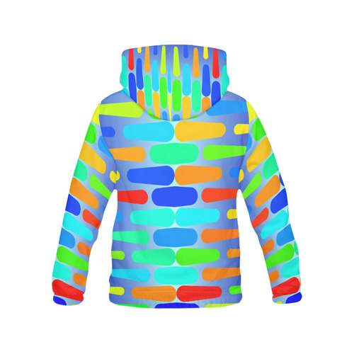 Colorful shapes on a blue background All Over Print Hoodie for Women (USA Size) (Model H13)
