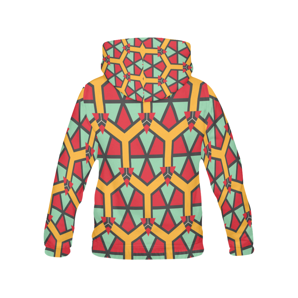 Honeycombs triangles and other shapes pattern All Over Print Hoodie for Women (USA Size) (Model H13)