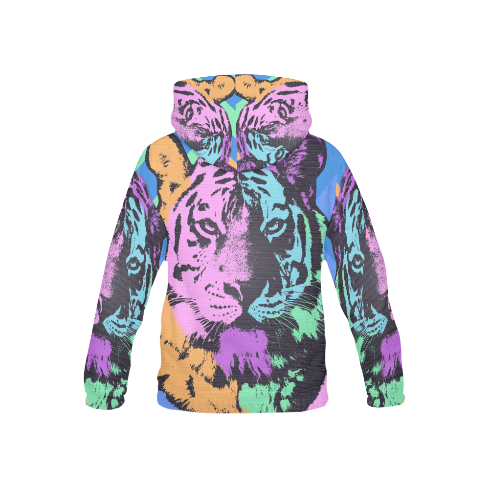 TIGER MULTICOLOR All Over Print Hoodie for Kid (USA Size) (Model H13)
