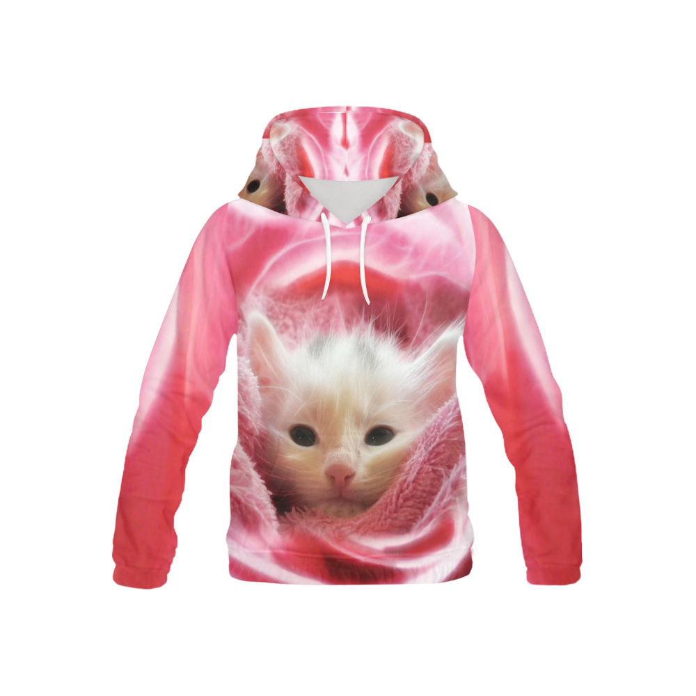 Kitty Loves Pink All Over Print Hoodie for Kid (USA Size) (Model H13)