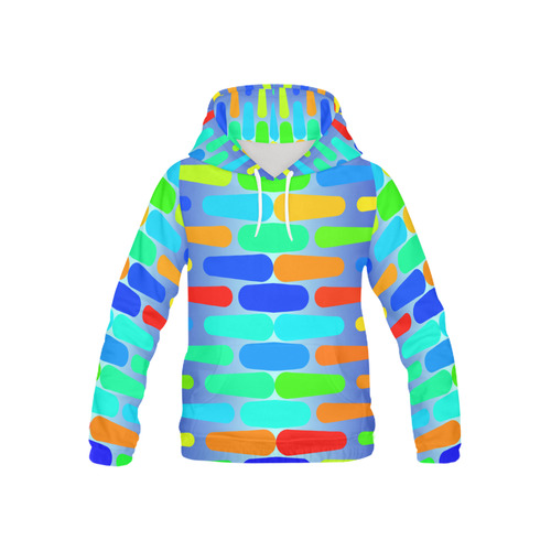 Colorful shapes on a blue background All Over Print Hoodie for Kid (USA Size) (Model H13)