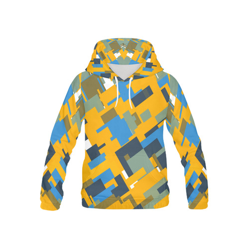 Blue yellow shapes All Over Print Hoodie for Kid (USA Size) (Model H13)