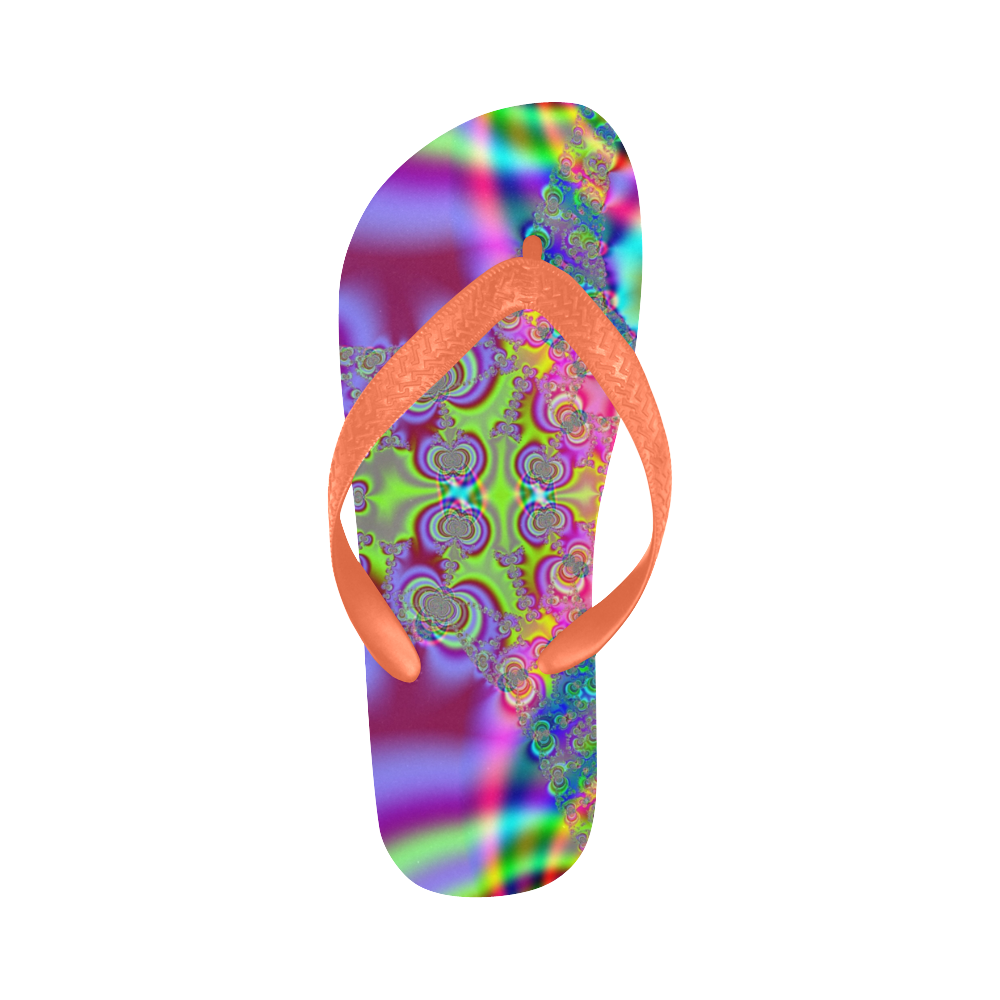 Bohemian Lace Tie-Dye Fractal Abstract Flip Flops for Men/Women (Model 040)