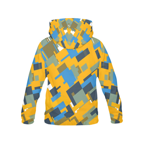 Blue yellow shapes All Over Print Hoodie for Women (USA Size) (Model H13)