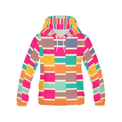 Connected colorful rectangles All Over Print Hoodie for Women (USA Size) (Model H13)
