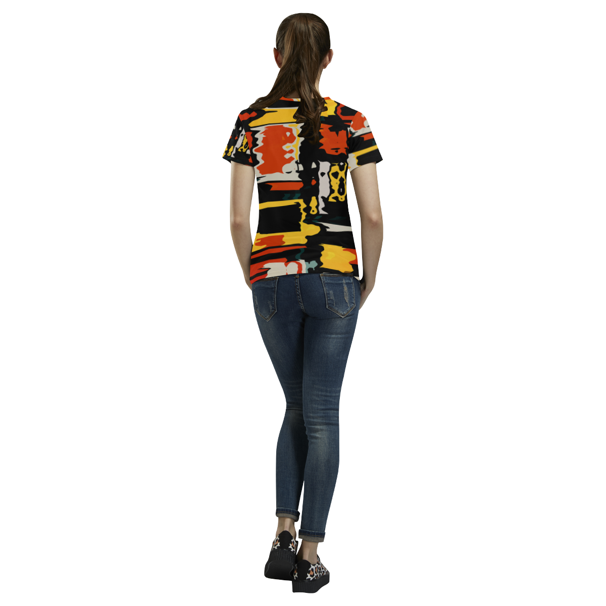 Distorted shapes in retro colors All Over Print T-Shirt for Women (USA Size) (Model T40)
